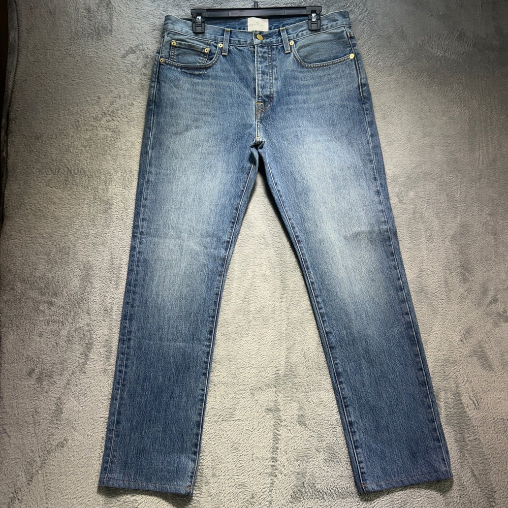 Sid Mashburn Mens Straight Leg Button Fly Blue Denim Jeans 34x30